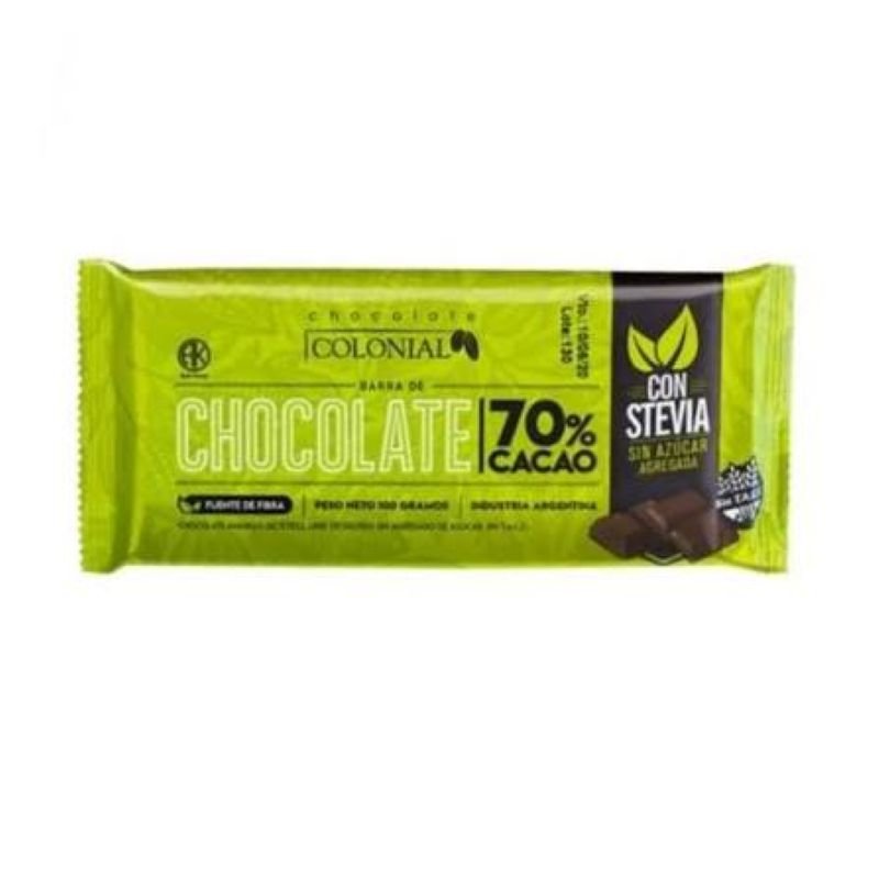 CHOCOLATE 70 CACAO CON STEVIA 150 GR