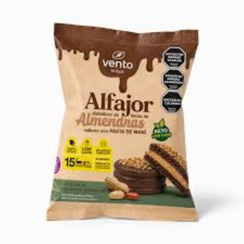 ALFAJOR HARINA DE ALMENDRAS CON PASTA MANI VENTO 53GR