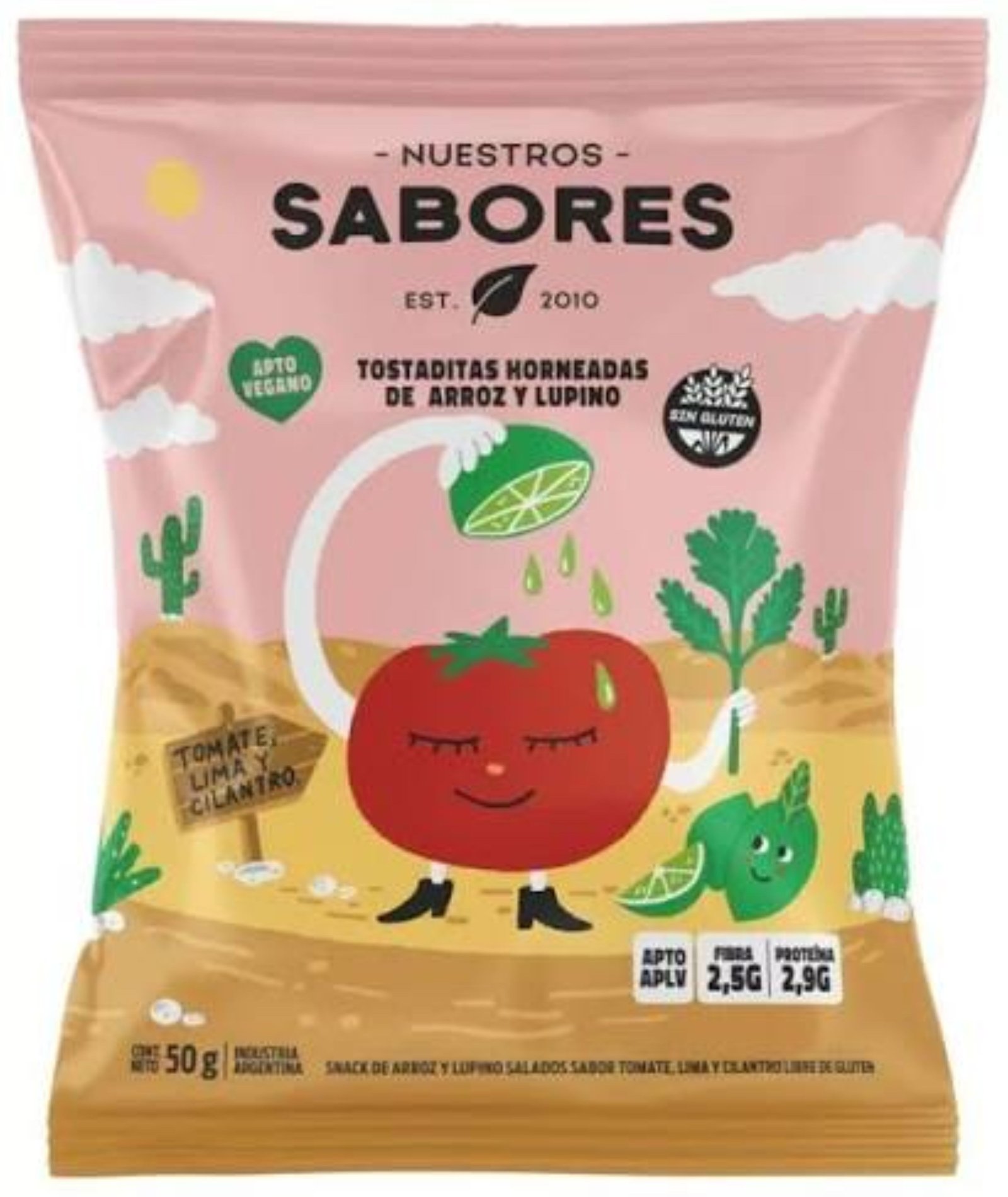 TOSTADITAS HORNEADAS TOMATE Y LIMA NUESTROS SABORES 50GR