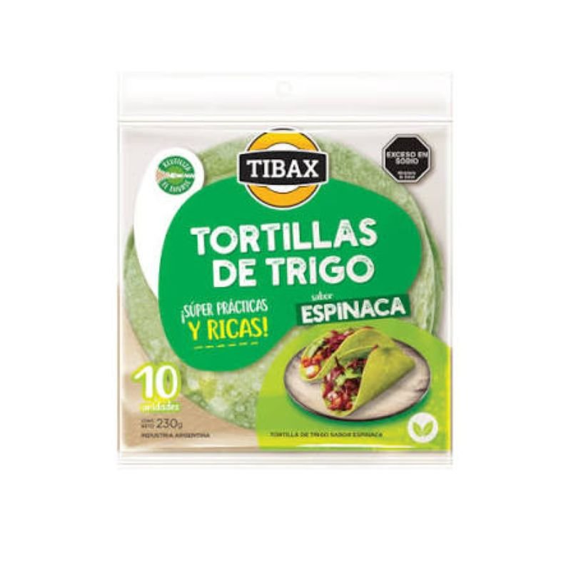 TORTILLA DE TRIGO ESPINACA 10 UN TIBAX